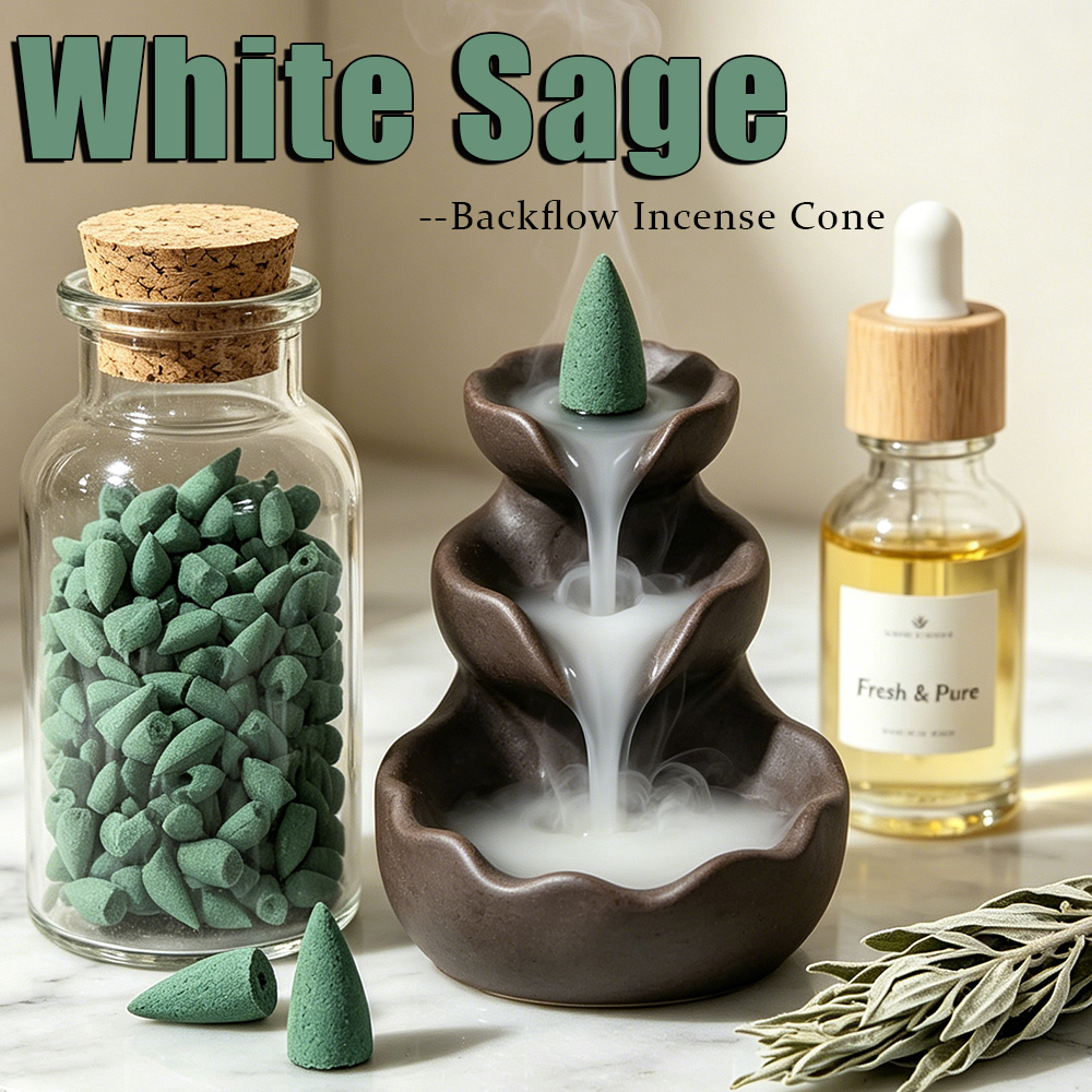 Perfume Fragrance Oils For Candles - White Sage Scented Backflow Incense Cones,